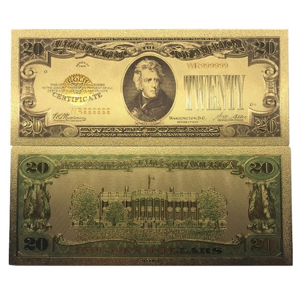Endless Games New 20 Dollar Bill 24k Gold Art Collectibles Plated Fake Banknote Currency for Decoration EN3289629 - main